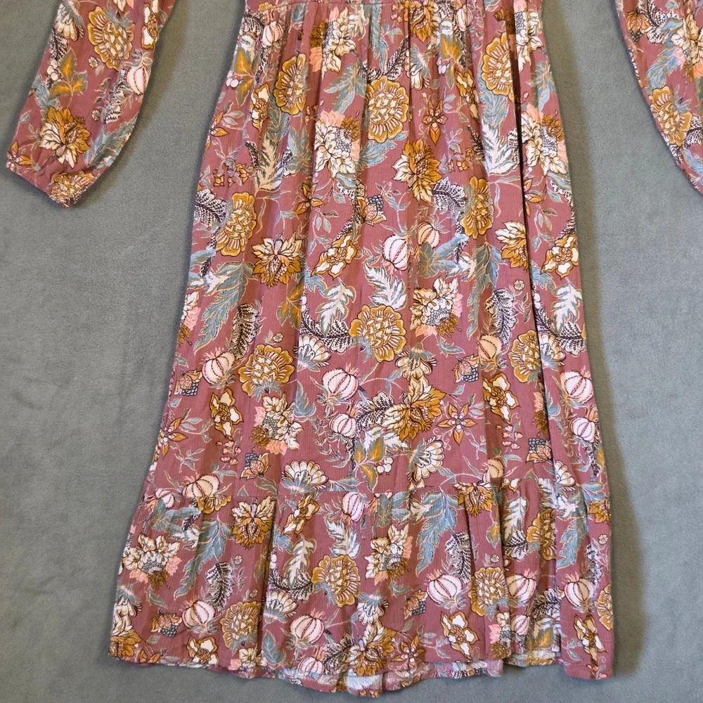 Knox Rose Smocked Midi Dress Women Size Medium Floral Boho Cottage Prairie